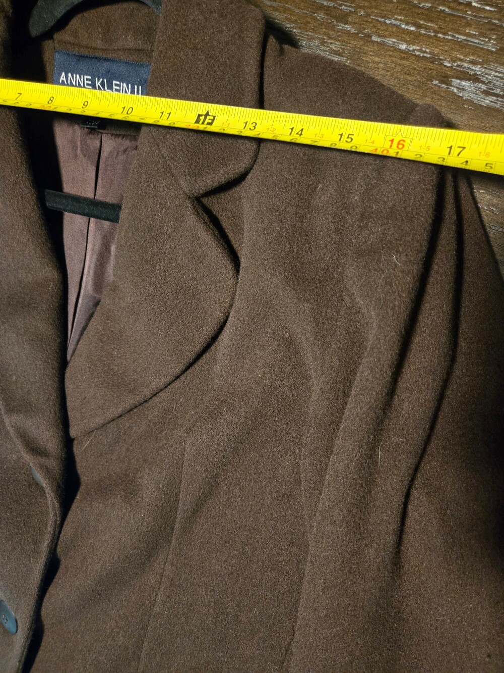 Anne Klein II Long Brown Wool Blend Coat Women's Outerwear - Wool / Brown / 6 - Picture 3 of 15